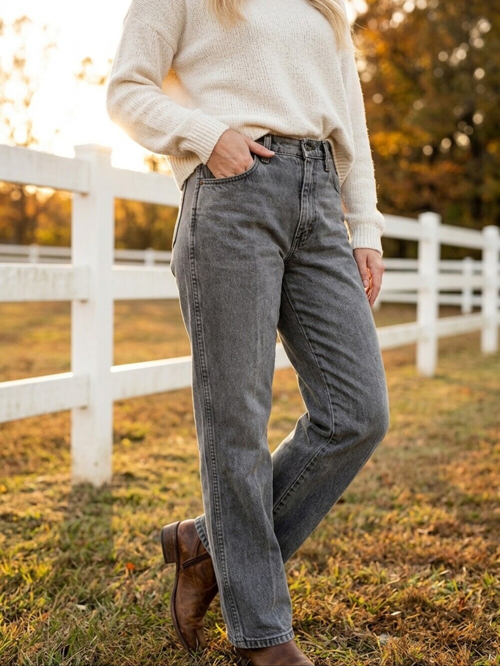 Women's Vintage 90s Grunge Wrangler Gray Wash Loose Straight Leg Jeans Size 28 - Picture 1 of 8